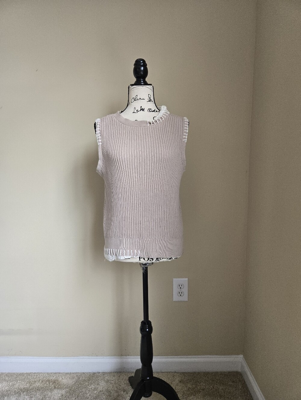 Alp N Rock ANR+ Sleeveless Sweater Top Womens M Tan Ribknit